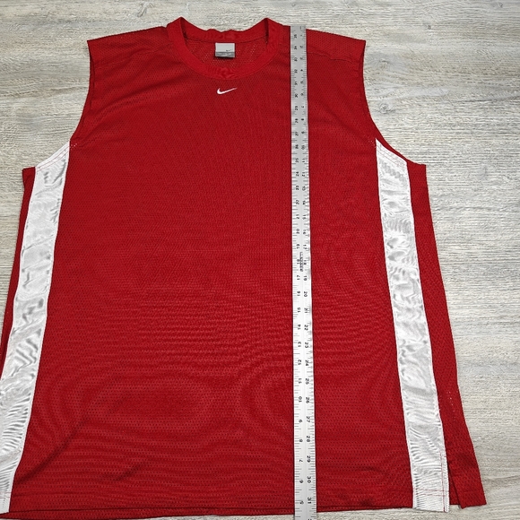 Nike Y2K Vintage Basketball Workout Mesh Sleeveless Shirt Red White Sz XXL Men's - Picture 8 of 9